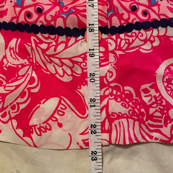 Lilly Pulitzer Iona Shell Engineered Safari silk pink white blue back buttons - Picture 7 of 13